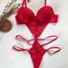 European and American Women Sexy Pajama Lace Strappy Bodysuit Gathered Push Up One Piece Lingerie