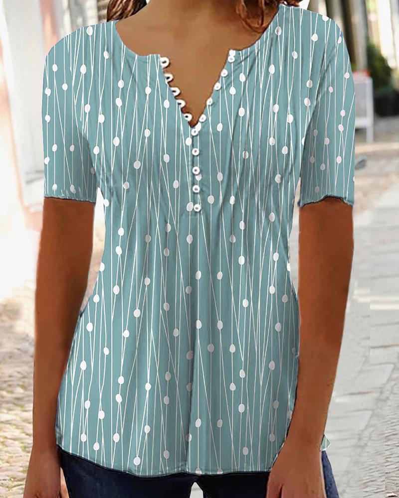 2025 Autumn European & American V-neck Print Long Sleeve Women's Blouse