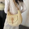 Women's 2026 Summer New Straw Woven Bag Casual Vacation Style Versatile Shoulder Underarm Saddle Bag Large Capacity Beach Bag