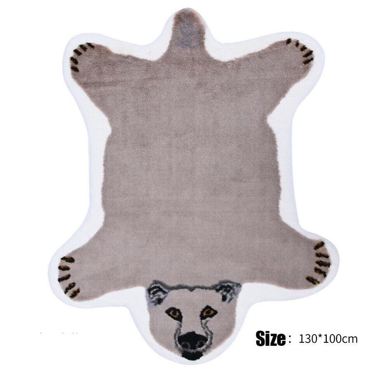 Nordic Style Cute Animal Printed Rug Panda Leopard Tiger Giraffe Lion Shape Faux Skin Carpet Plush Antiskid Carpet