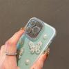 Bling Glitter Pearl Butterfly Silicone Phone Case For iPhone 16 15 14 13 12 11 Pro Max Plus Luxury Protector Shockproof Cover