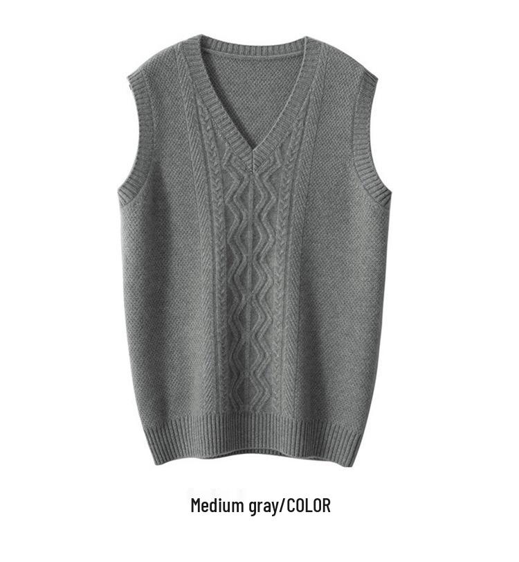 Pánský kašmírový bezrukávový pulovr s výstřihem do V: Podzimní/Zimní Hrubý Svetr Plus Size