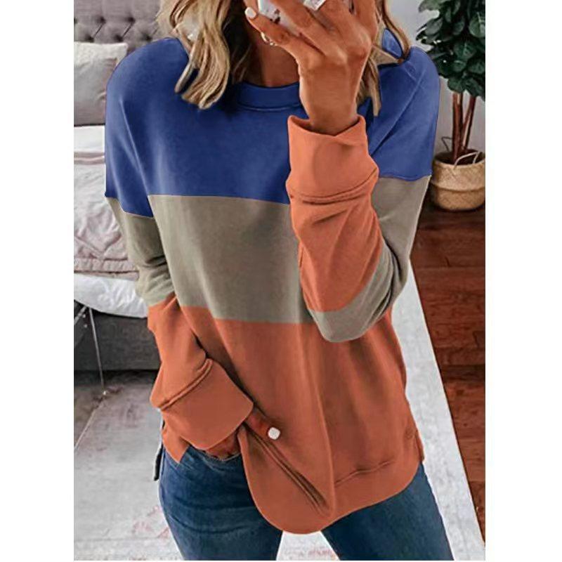 QICED Women's Fashion Casual Long Sleeve O-Neck Blouses & Shirts