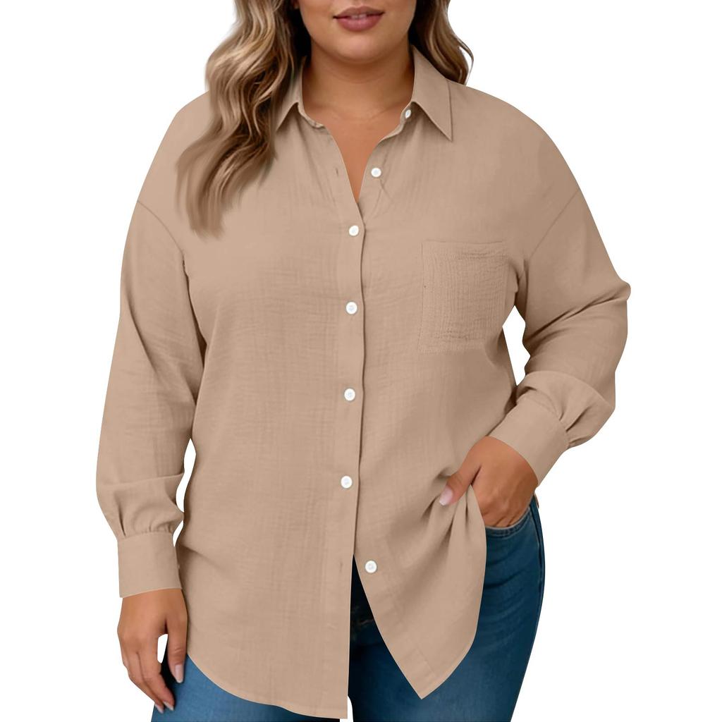 Damesmode Casual Kleur Knoopsluiting Lange Mouwen Shirt Top