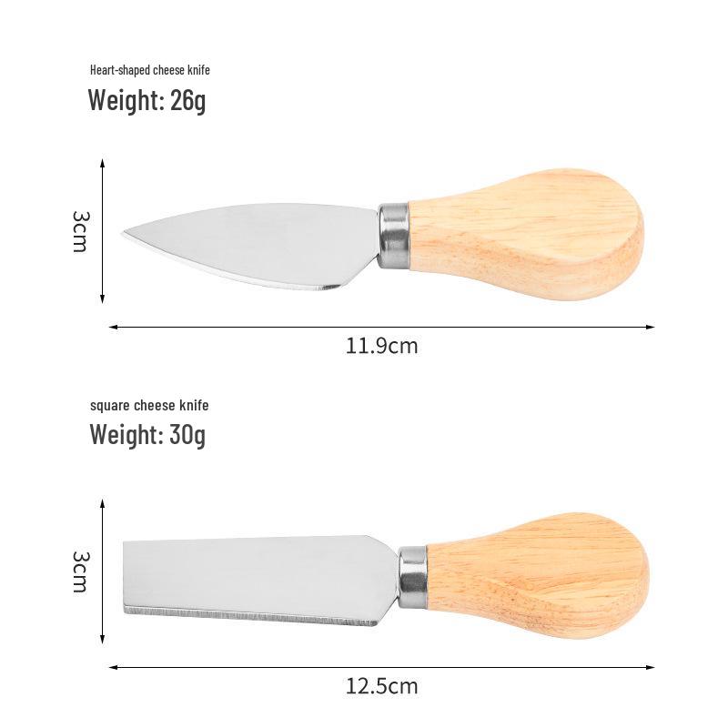 4-Piece Cheese Knife Set with Wooden Handles - Stainless Steel Cheese & Butter Knife Fork Set for Baking