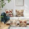 4 Pcs Cute Rabbit In Winter Single-Sided Printed Pillowcase Cushion Cover,Suitable For Living Room,Bedroom,Car Decoration