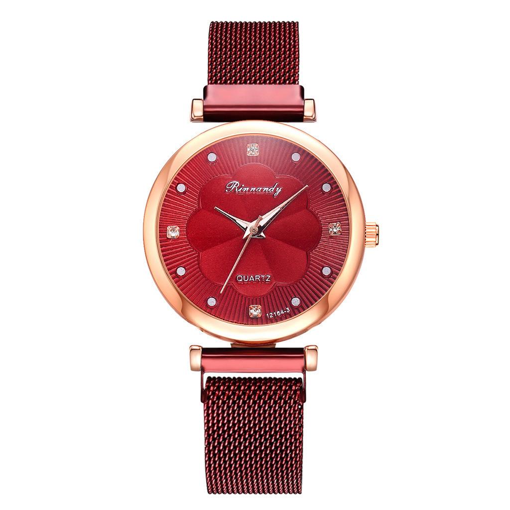 5Pcs/set Women's Simple Mesh Belt Magnet Quartz Watch + Bracelet Set Quartz Watch