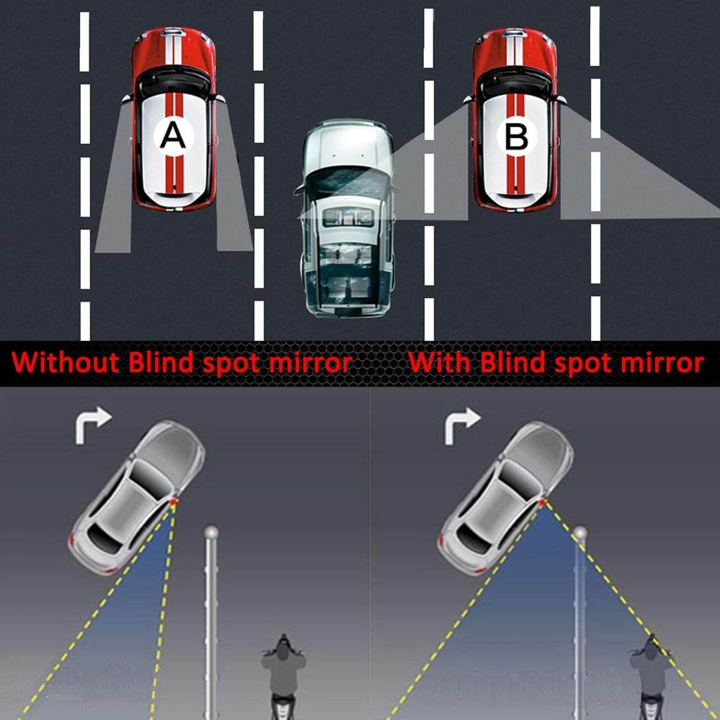 Ampper Rectangle Blind Spot Mirror, HD Glass ABS Housing Convex Wide Angle Rearview Blindspot Car Mirror for Car SUV and Truck (Framed, Pack of 2)