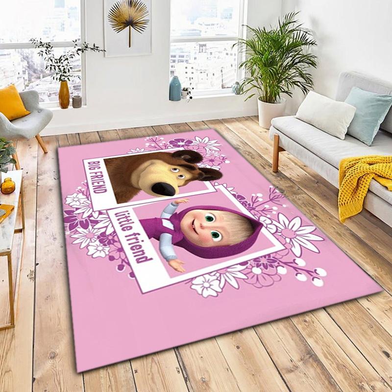 Russian animation Masha and the Bear Fairy Tale Cartoon Carpet Soft Home Living Room Bedroom Door Mat Outdoor Picnic Ground Mat rug T8