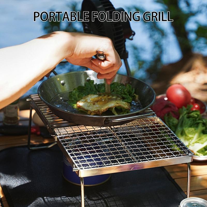 Stainless Steels Grilling Grate BBQ Table Camping Table Foldable Camping Table Outdoor Folding Table Barbecue Table