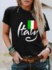 Italian Printed Women's T-shirt Independence Day Italian Harajuku Summer Streetwear Tops Tee Casual Short Sleeved Women Clothing