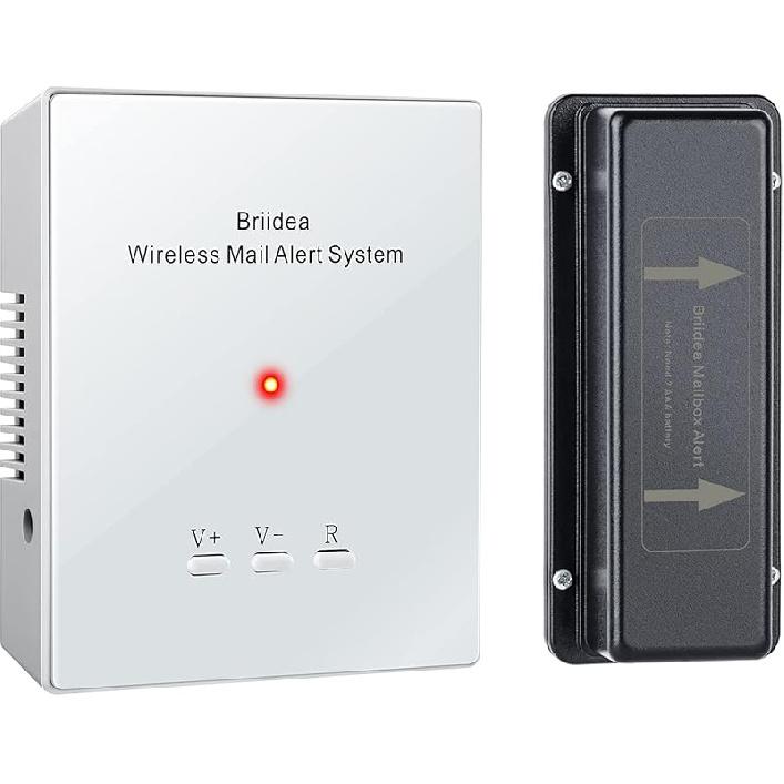 Mailbox Alarm, Briidea 500ft Wireless Mailbox Alert with LED Light Flashing and Sound Reminders 01