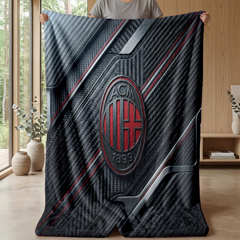 AC Milan Theme Blanket Soft Flannel Blanket Plush Throw Blanket Cozy Sofa Bed Blanket for Home Decor