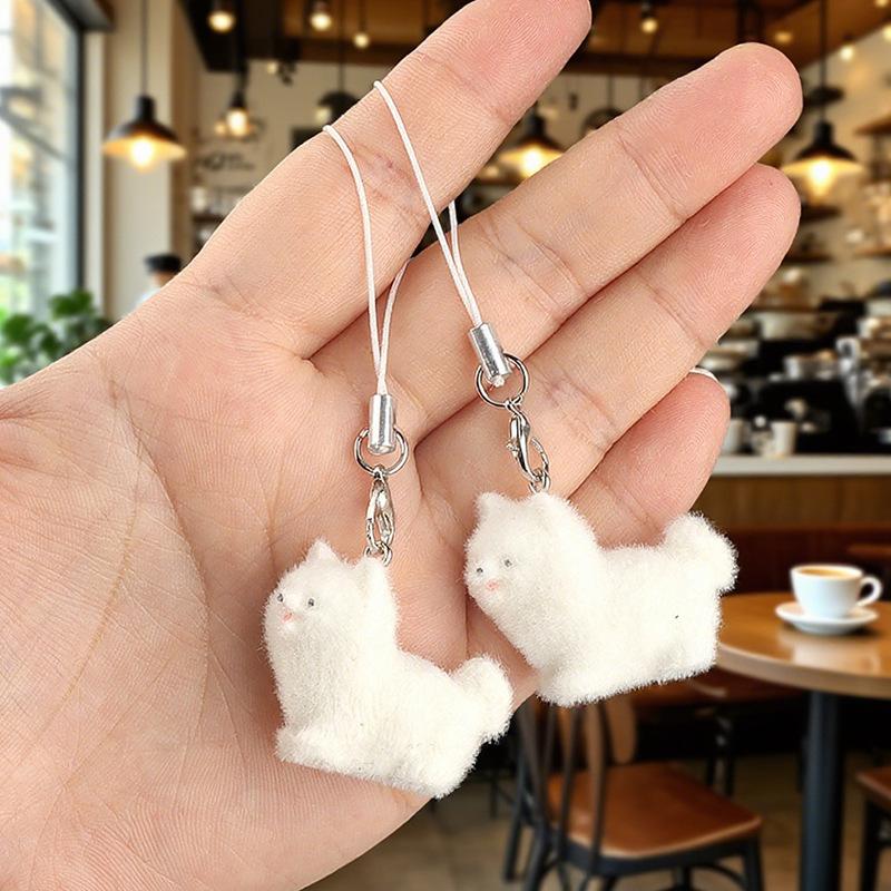 3D Beflockte Tieranhänger Handy-Schlüsselanhänger Lanyard Hängender Charme Taschenanhänger Paar-Schlüsselanhänger