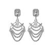 Oversized Fashion Claw Chain Luxury Shiny White Crystal Long Earrings Bridal Earrings Trendy Street Earrings