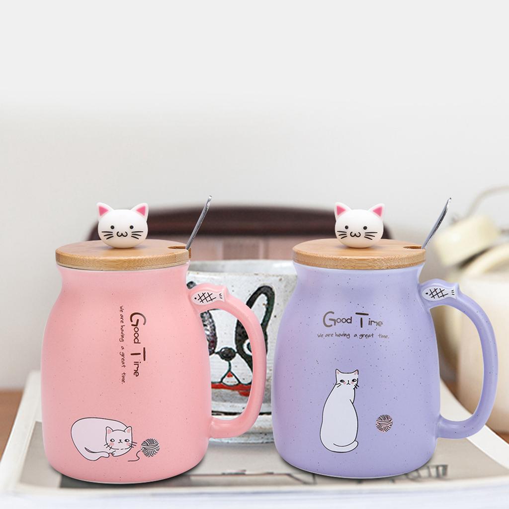 Cat Mug Coffee Mug Cup with Spoon Lid Lovely Cat Ceramic Cup with Spoon and Lid Coffee Water Milk Mug for Drinkware Gift