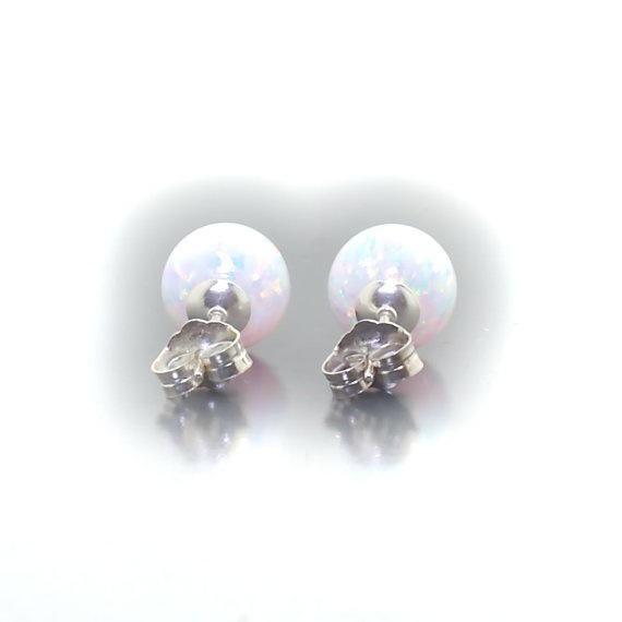 San Jie Dreamy Fire Opal Simple Round s925 Silver Stud Earrings for Women