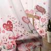 Valentine'S Day Rose Leaves Plants Flowers Love Tulle Curtains for Living Room Sheer Curtain for Bedroom Kitchen Blinds Curtains