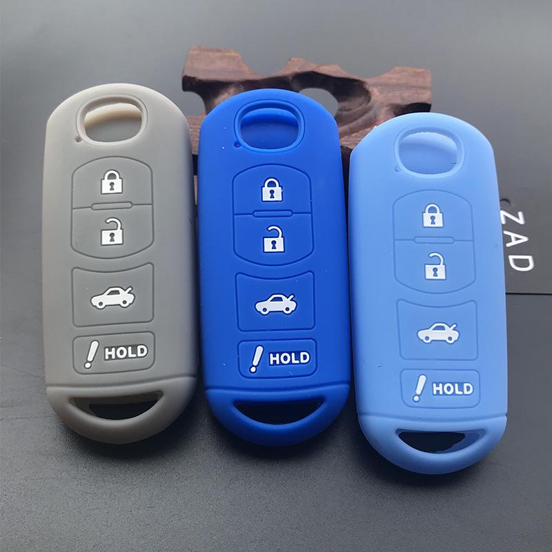 ZAD Silicone Car Key Cover Case For Mazda 2 3 5 6 8 CX5 CX7 CX9 M6 GT 2016 2017 2022 Remote Key Car-stying FOB 4 Buttons