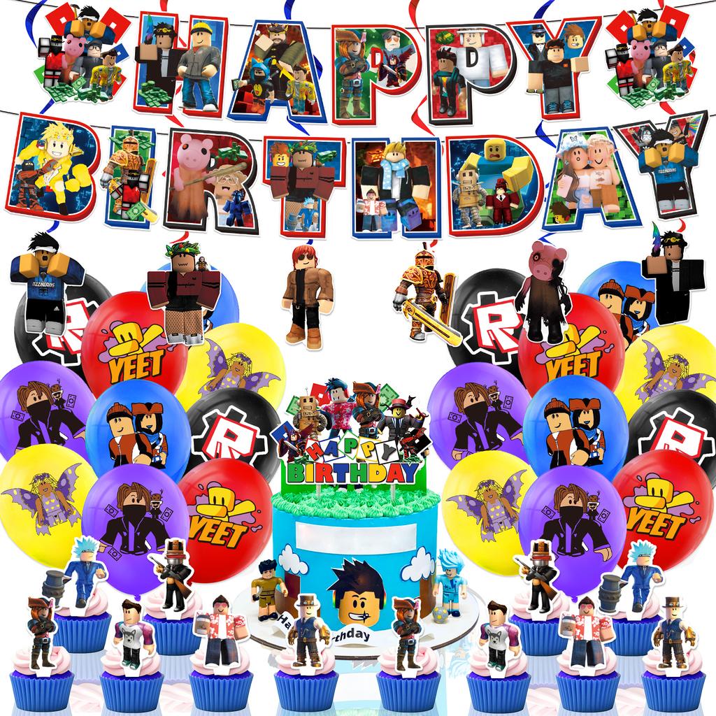 Roblox Birthday Party Decorations Supplie Celebration Disposable Tablecloth Cup Plate Baby Shower banner set Entertaining Play Safe Kid Friendly Fun