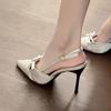 Bow Sexy High Heels Sandals Women Pointed Toe Heeled Shoes 2025 New Summer Dress Slippers Woman Pumps Sandalias Mujer