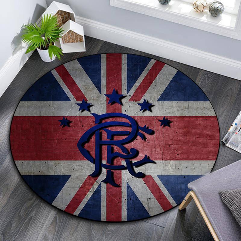 Rangers FC Round Area Rug,Carpet Rug for Living Room Bedroom Sofa Playroom Decor,Non-slip Floor Mat