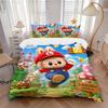 Labubu Super Mario Adventure Print 3Pcs Bedding Set,Duvet Cover with 2 Bedro,Pillowcase Home Birthday Gift