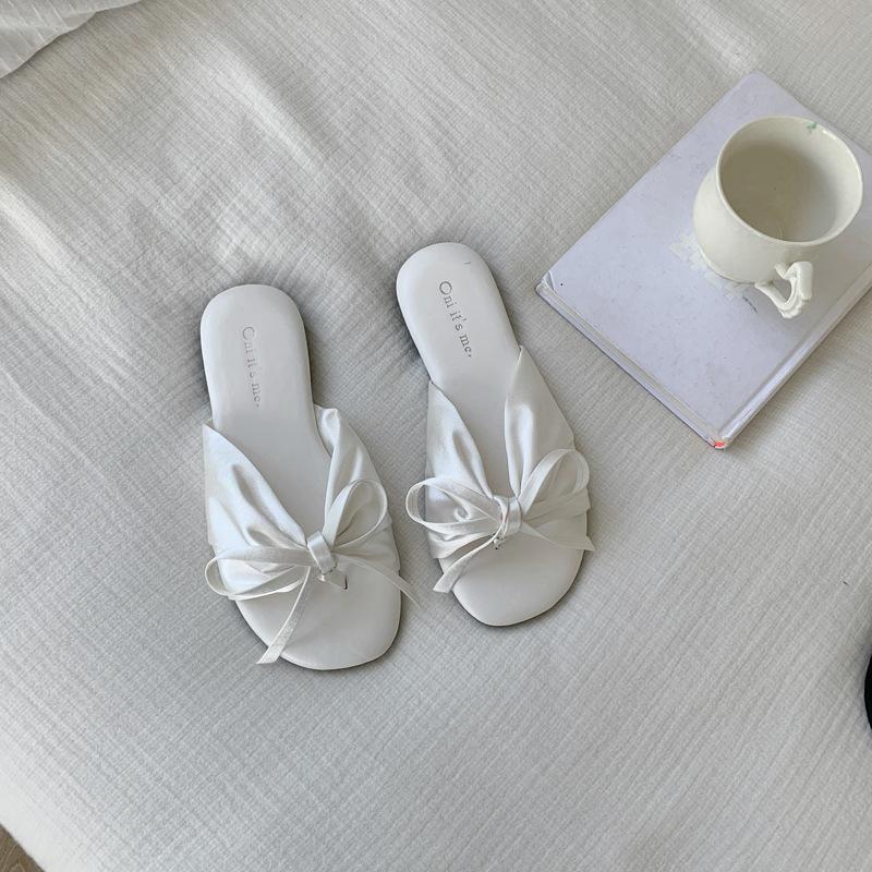 20251 Spring and Autumn New Fashion Versatile Slippers Women's Outer Wear Square Head Set Toe Drag Flat Bottom Folded Beach