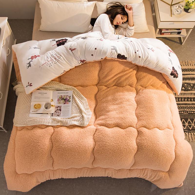 Verdickte Winterdecke aus Lammwolle, doppelte Steppdecke, warme Steppdecke, Einzelbettdecke für Studentenwohnheime