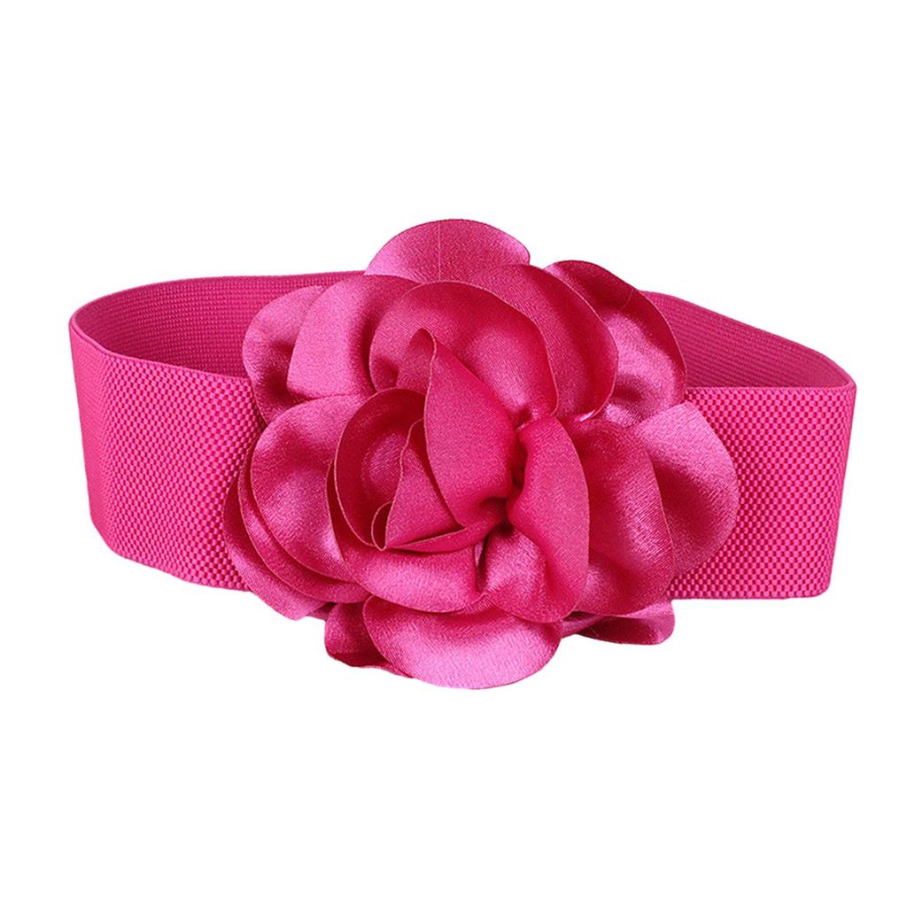 Wide Belt for Dress Elastic Waist Belt Big Flower Cinch Belt Waistband Elegant