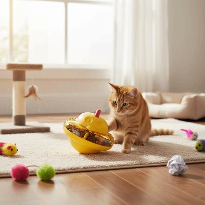 Plastic Cat Treat Dispenser Tumbler Chicken Shaped Slow Feeder Cat Dog Easy Clean Wear Resistance Eating Interactive Pet