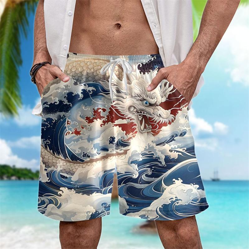 Trend Dragon Graphic Short Pants Fashion Summer Streetwear Mens 3D Printed Beach Shorts Cool Hip Hop Oversized Kids Swim Trunks