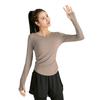 Women's Slimming V-neck Long Sleeve Fitness Top - Solid Color, Versatile for Outdoor and Yoga.