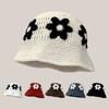 Knitted Bucket Hat Flower Panama Hat Portable Fisherman Cap  for Women