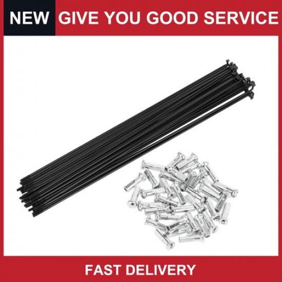 1Set 14G 289mm Length Bicycle Spokes Nipple Carbon Steel Black Universal