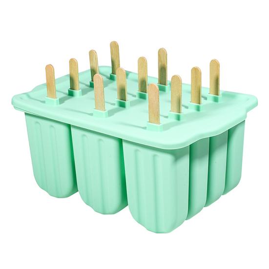 Silicone Popsicle Molds 12 Cavity DIY Ice Cream Molds with Wooden Sticks BPA-free Ice Lolly Mold Summer Kitchen Accessories
