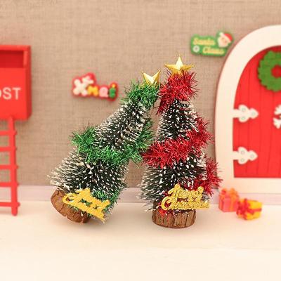 1/12 Dollhouse Mini Christmas Tree Cedar Tree Model Dollhouse Xmas Scene Decor Ornament Doll House Festival Decoration Toys