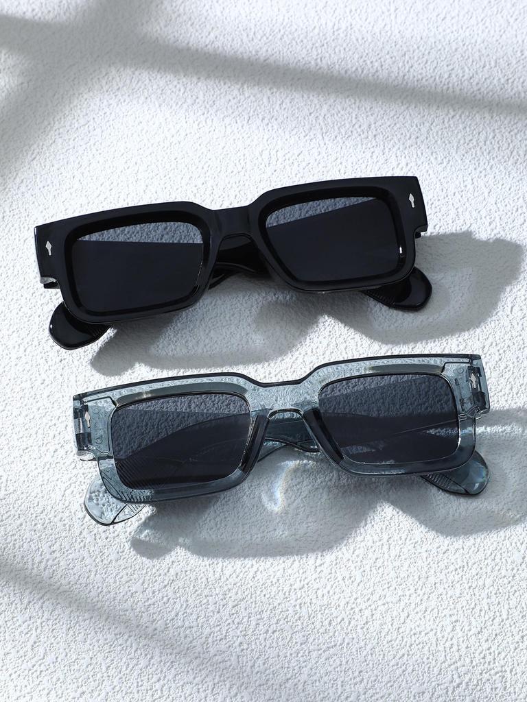 2 Pairs Unisex Retro Square Sunglasses Set - Versatile Small Frame INS Street Style