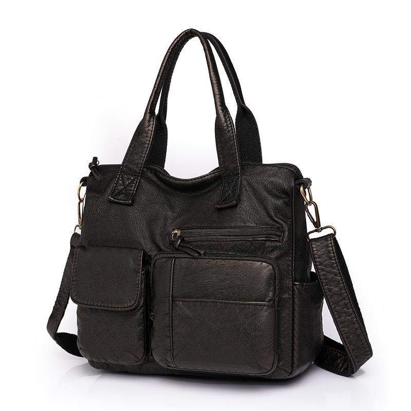 

Retro fashion large capacity multi-space mom bag 2025 soft leather versatile commuter shoulder crossbody tote bag