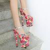 Unisex 20cm Metal Thin High Heels Platform Sandals Ankle Strap Shoes Woman Pumps SUMMER Peep Toe Stilettos Zapatos Mujer