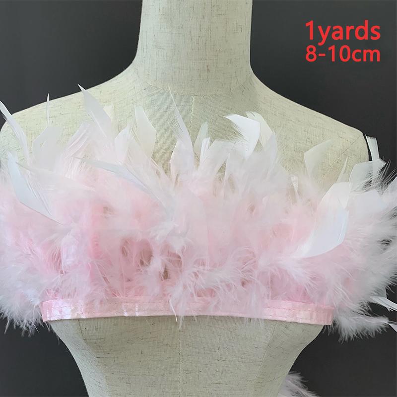1Yard Feather 8-10cm Fringe Strip For Sewing Turkey Crafts Party 0.91Meter/Pack Bulk Blue Black White Ribbon Long Clothing Trim