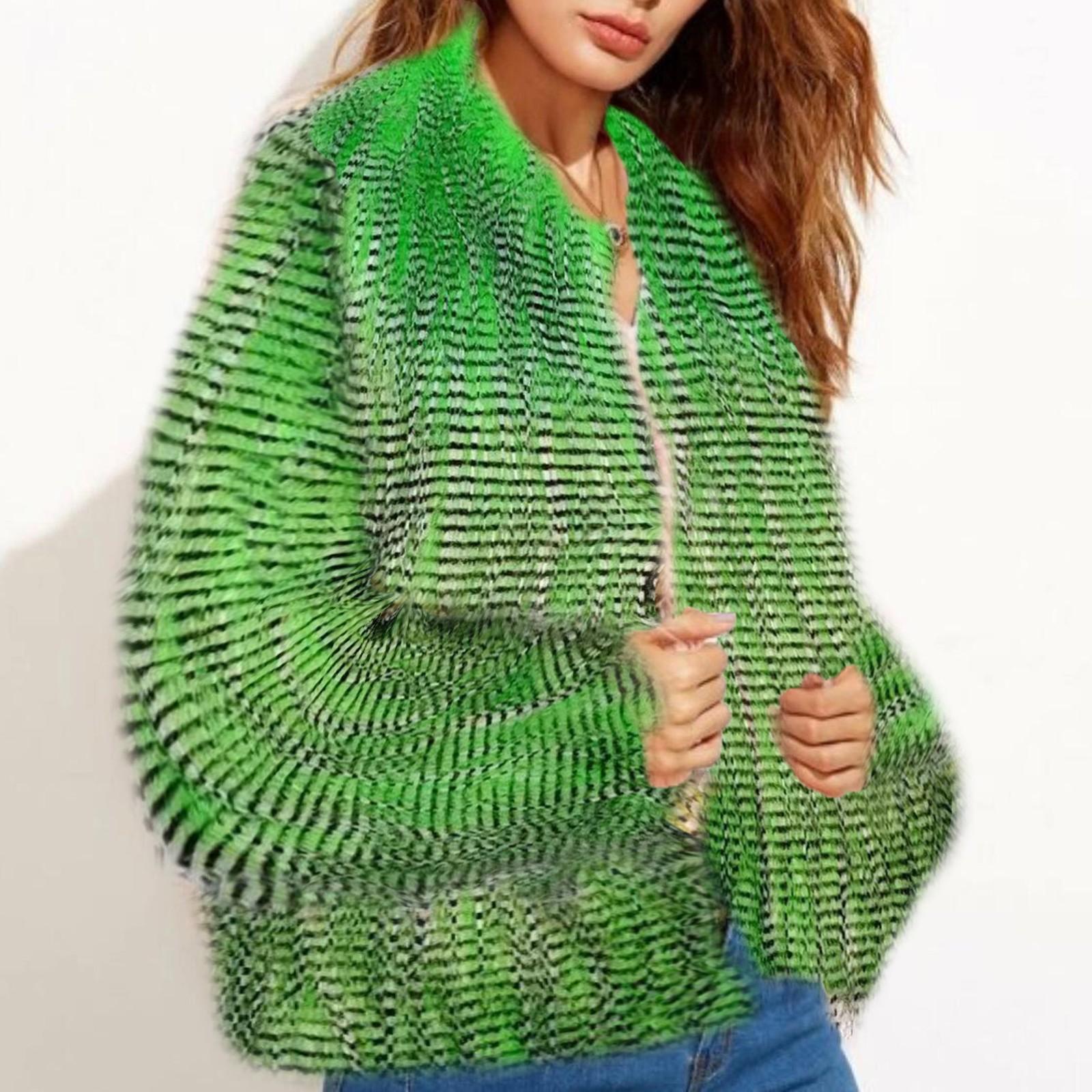 

Женское осенне-зимнее плюшевое теплое пальто-кардиган с длинными рукавами S зелёный