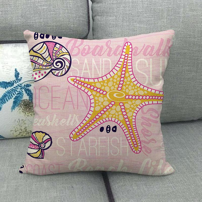 Cartoon Seaside Vacation Digital Printing Short Plush Pillow Covers Decorative For Car Sofa Office Cushion Cover Home Goods