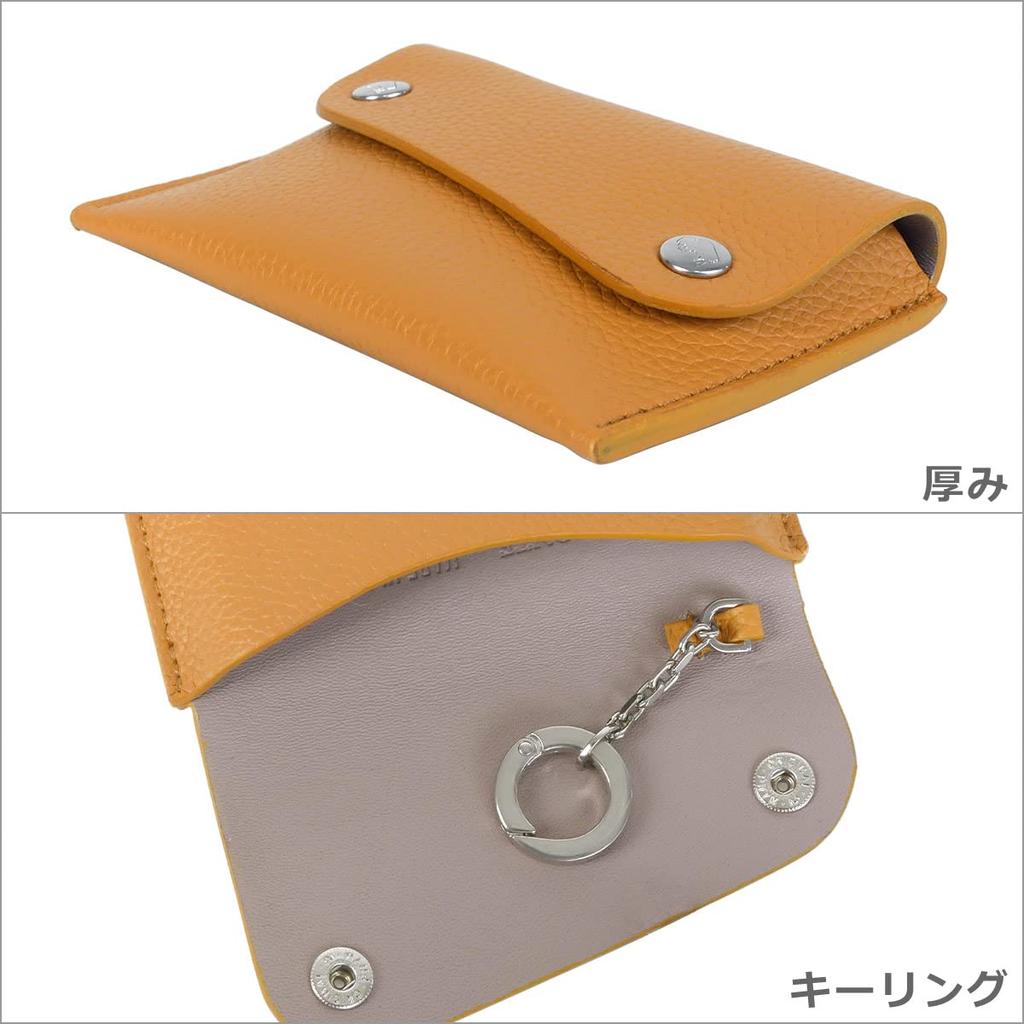 Leather Card Case with Key Ring Fifty on EUROPA GRAY Gray IL BISONTE SCC063 PI0005 GY194 [IL BISONTE] [Item]