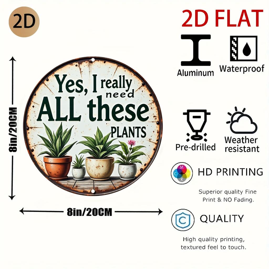D Flat Plant Quote Metal Tin Sign Retro Garden Home Wall Decor