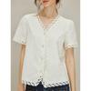 INMAN French Embroidered V-Neck Short Sleeve Shirt