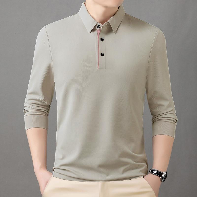 Men's Polo Shirt Men's Lapel Long-sleeved T-shirt Men's High-end Basic Bottoming Shirt Men's Clothing