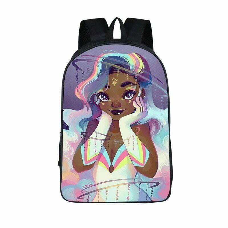 Afro-Afrikanische Schönheit Schwarze Prinzessin Wasserdichter Schulrucksack Mit Verstellbaren Schultergurten