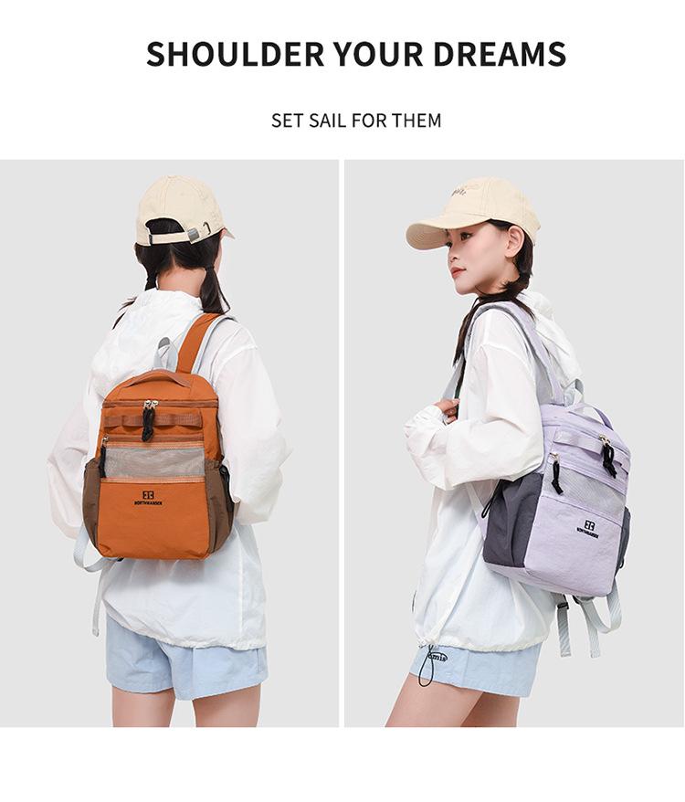 Sac à dos de randonnée léger et résistant à l'eau à blocs de couleurs - Grande capacité pour hommes et femmes