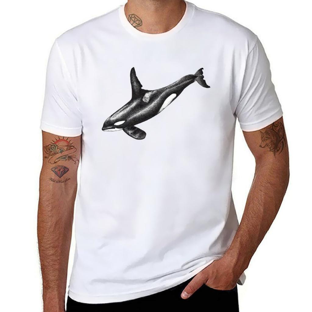 Killer Whale Orca Ink Drawing Tshirt Lightweight Print Tshirt